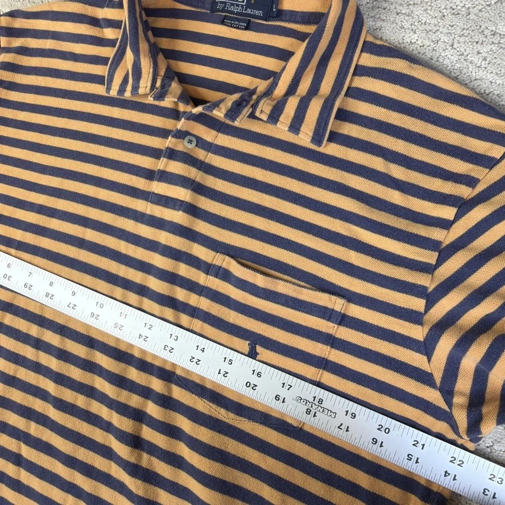 Men's VTG Polo Ralph Lauren Large Cotton Short Sleeve Pocket Polo Shirt Striped